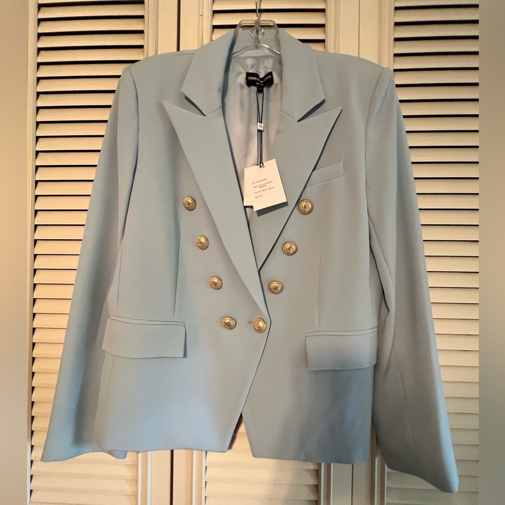 Generation Love French Blue Tailored Blazer with Structured Shoulders